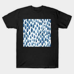 Rain repeating pattern watercolor blue & white T-Shirt